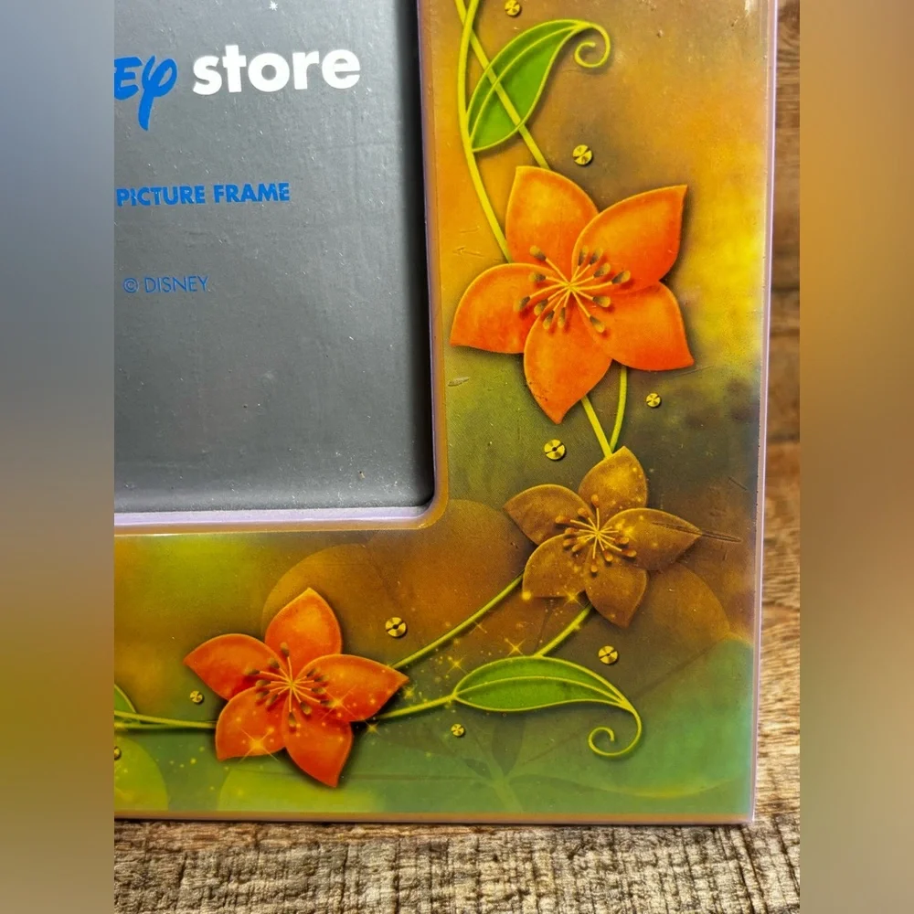 Vintage Tinkerbell Disney Store Picture Frame For 4x6 Fairy Acrylic Wood Easel